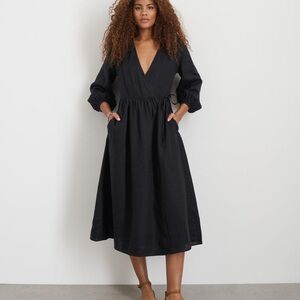 Alex Mill Black linen Midi wrap Dress
